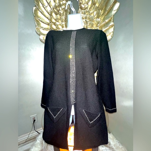 Stunning 1980s Steve Fabrikant Mini Dress/Sweater With Rhinestones Medium - Picture 1 of 14